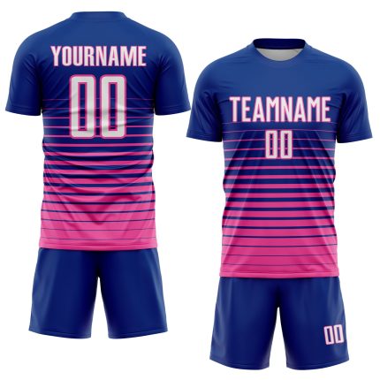 Custom Soccer Jersey - Personalized White-Pink Pinstripe Fade Uniform with Custom Name and Number Personalized Royal White-Pink