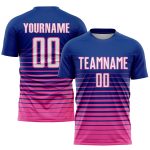Custom Soccer Jersey - Personalized White-Pink Pinstripe Fade Uniform with Custom Name and Number Personalized Royal White-Pink
