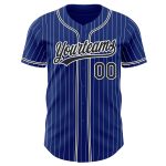 Custom Name and Number Authentic Baseball Jersey - Personalized Royal White Pinstripe Black Design Personalized Royal White