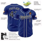 Custom Name and Number Authentic Baseball Jersey - Personalized Royal White Pinstripe Black Design Personalized Royal White