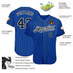 Custom Name and Number Authentic Black-White Pinstripe Baseball Jersey - Personalized Royal White Team Apparel Personalized