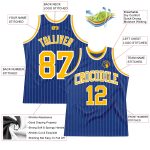 Personalized Gold-White Royal Pinstripe Basketball Jersey - Authentic Sports Apparel Personalized Royal White Pinstripe Gold-White