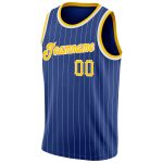 Personalized Gold-White Basketball Jersey with Custom Name & Number - Authentic Royal White Pinstripe Design Personalized