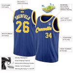 Personalized Gold-White Basketball Jersey with Custom Name & Number - Authentic Royal White Pinstripe Design Personalized