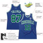 Custom Name and Number Authentic Basketball Jersey - Personalized Royal White Pinstripe Kelly Green-White Personalized Royal