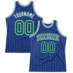 Custom Name and Number Authentic Basketball Jersey - Personalized Royal White Pinstripe Kelly Green-White Personalized Royal