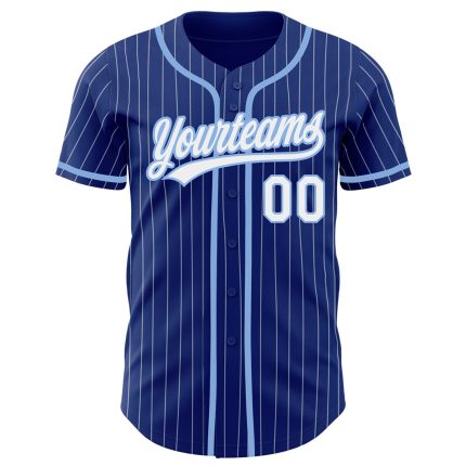 Custom Light Blue Pinstripe Baseball Jersey with Personalized Name and Number - Authentic Team Apparel Personalized Royal