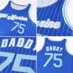 Custom Name Number Authentic Basketball Jersey Light Blue White Pinstripe Personalized Team Apparel Personalized Royal White