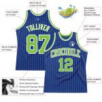 Custom Basketball Jersey with Personalized Name & Number - Royal White Pinstripe Neon Green-White Authentic Design Personalized