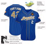 Custom Baseball Jersey - Personalized Royal White Pinstripe with Old Gold and White, Custom Name and Number Personalized