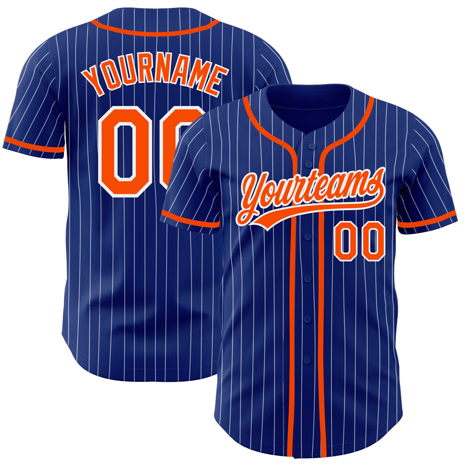 Custom Orange Pinstripe Baseball Jersey with Personalized Name and Number - Authentic Royal White Team Gear Personalized