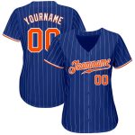 Custom Name and Number Personalized Orange-White Royal Pinstripe Baseball Jersey Personalized Royal White Pinstripe Orange-White