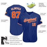 Custom Name and Number Personalized Orange-White Royal Pinstripe Baseball Jersey Personalized Royal White Pinstripe Orange-White