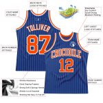 Personalized Orange-White Basketball Jersey - Authentic Royal White Pinstripe Design Personalized Royal White Pinstripe Orange-White