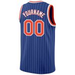 Custom Name and Number Personalized Royal White Pinstripe Basketball Jersey - Authentic Orange and White Team Apparel Personalized