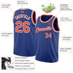 Custom Name and Number Personalized Royal White Pinstripe Basketball Jersey - Authentic Orange and White Team Apparel Personalized