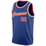 Custom Name and Number Personalized Royal White Pinstripe Basketball Jersey - Authentic Orange and White Team Apparel Personalized