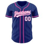 Custom Name & Number Pink Pinstripe Baseball Jersey - Personalized Authentic Royal White Team Jersey Personalized Royal White