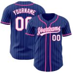 Custom Name & Number Pink Pinstripe Baseball Jersey - Personalized Authentic Royal White Team Jersey Personalized Royal White