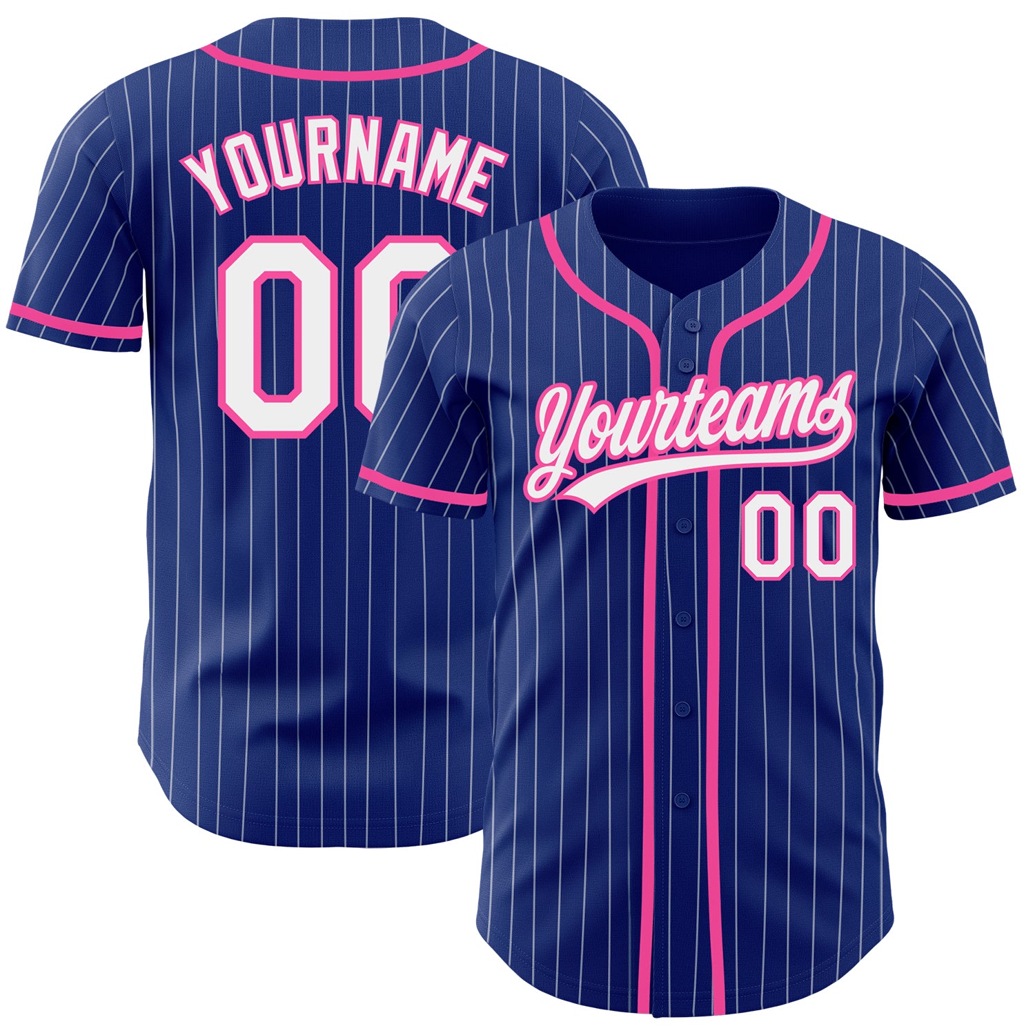 Custom Name & Number Pink Pinstripe Baseball Jersey - Personalized Authentic Royal White Team Jersey Personalized Royal White