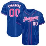 Custom Pink-White Pinstripe Baseball Jersey with Personalized Name and Number - Authentic Design Personalized Royal White