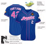Custom Pink-White Pinstripe Baseball Jersey with Personalized Name and Number - Authentic Design Personalized Royal White