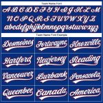 Personalized Red Authentic Baseball Jersey with Royal White Pinstripe Design Personalized Royal White Pinstripe Red Authentic