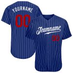 Custom Red Pinstripe Baseball Jersey - Personalized Royal White Authentic Team Name & Number Personalized Royal White Pinstripe