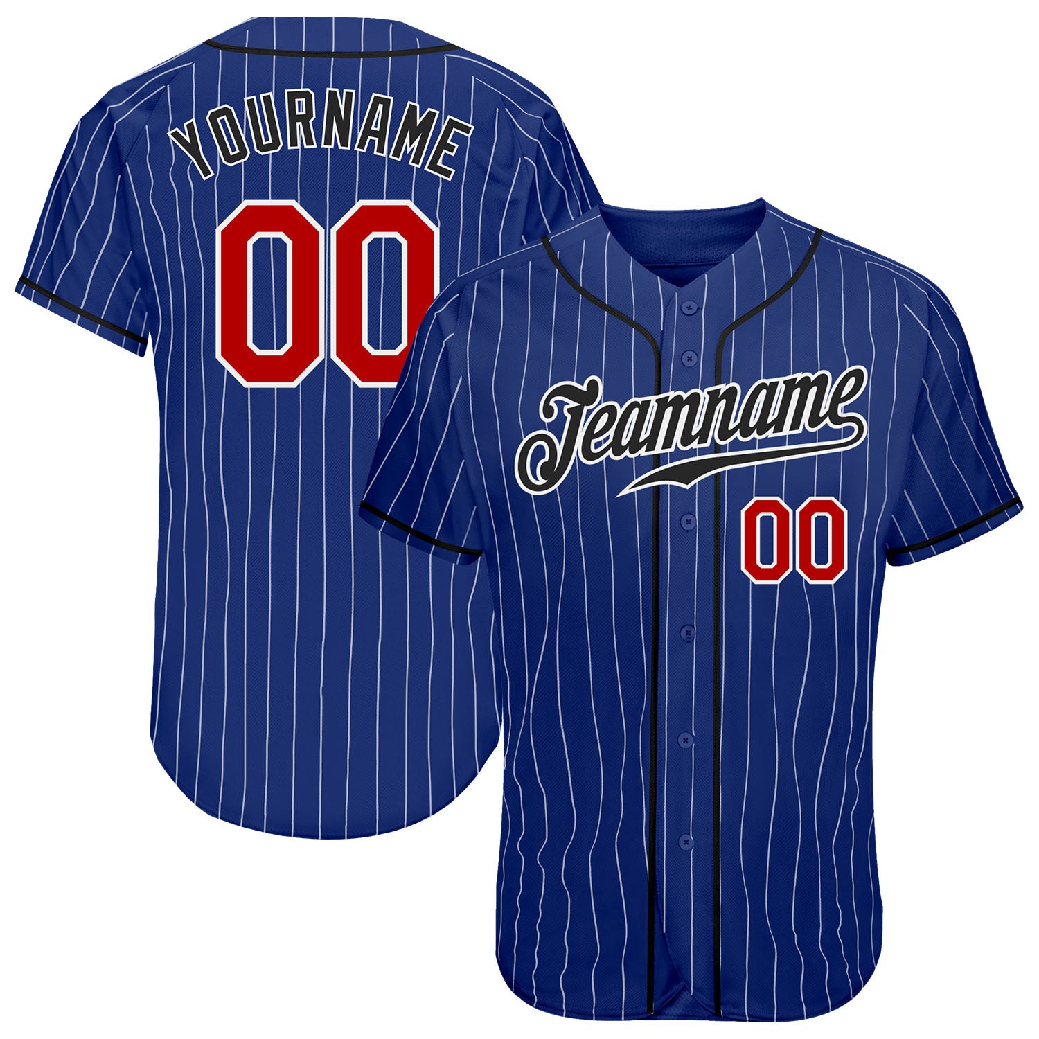 Custom Name and Number Red-Black Baseball Jersey - Personalized Royal White Pinstripe Authentic Team Jersey Personalized