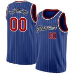 Custom Authentic Basketball Jersey with Personalized Name and Number - Royal White Pinstripe Red-Black Design Personalized