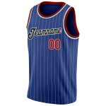 Custom Authentic Basketball Jersey with Personalized Name and Number - Royal White Pinstripe Red-Black Design Personalized