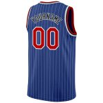 Custom Authentic Basketball Jersey with Personalized Name and Number - Royal White Pinstripe Red-Black Design Personalized