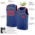 Custom Authentic Basketball Jersey with Personalized Name and Number - Royal White Pinstripe Red-Black Design Personalized