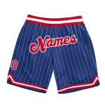Custom Name and Number Red-White Authentic Basketball Shorts - Personalized Royal White Pinstripe Design Personalized Royal