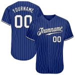 Customizable Royal White Pinstripe Baseball Jersey - Authentic White & Black Design Personalized Royal White Pinstripe White-Black
