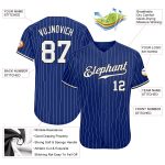 Customizable Royal White Pinstripe Baseball Jersey - Authentic White & Black Design Personalized Royal White Pinstripe White-Black