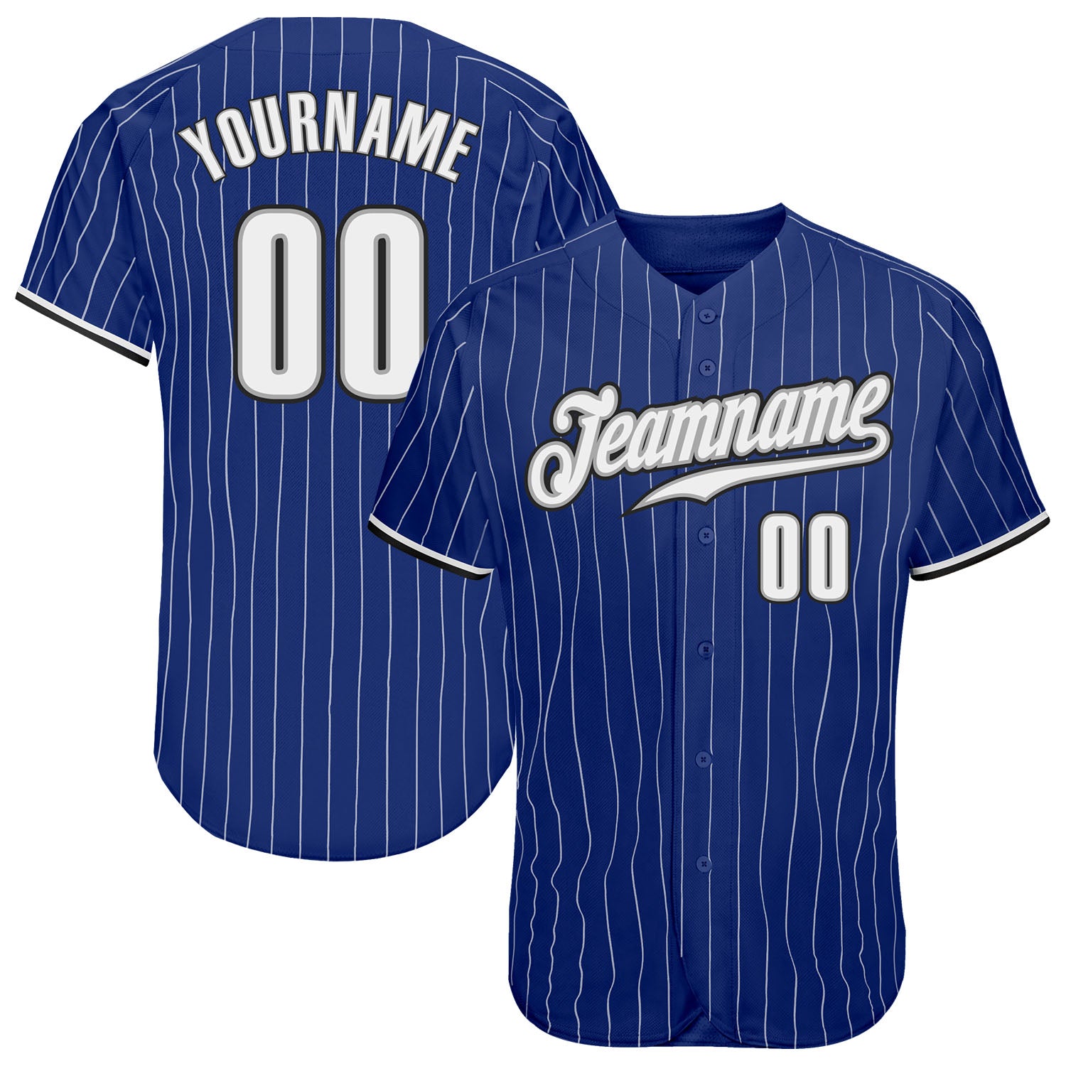 Custom Name Number White Black Pinstripe Authentic Baseball Jersey - Personalized Team Jersey Personalized Royal White Pinstripe