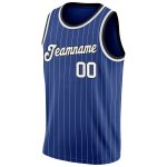 Custom Authentic Basketball Jersey - Personalized Royal White Pinstripe with Team Name & Number - White-Black Personalized