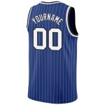 Custom Authentic Basketball Jersey - Personalized Royal White Pinstripe with Team Name & Number - White-Black Personalized