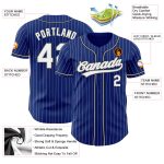 Custom Authentic Baseball Jersey - Personalized Royal White Pinstripe with Team Name and Number in Gray-Black Personalized