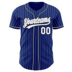 Custom Authentic Baseball Jersey - Personalized Royal White Pinstripe with Team Name and Number in Gray-Black Personalized