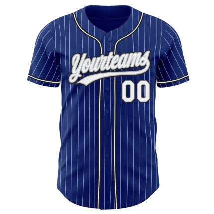 Custom Authentic Baseball Jersey - Personalized Royal White Pinstripe with Team Name and Number in Gray-Black Personalized