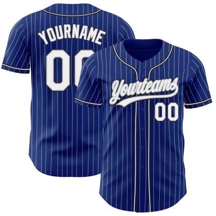 Custom Authentic Baseball Jersey - Personalized Royal White Pinstripe with Team Name and Number in Gray-Black Personalized