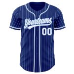 Personalized Authentic Baseball Jersey - Royal White Pinstripe Light Blue Personalized Royal White Pinstripe White-Light