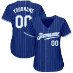 Custom Name and Number Authentic Pinstripe Baseball Jersey - Personalized Royal White and Light Blue Design Personalized