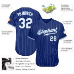 Custom Name and Number Authentic Pinstripe Baseball Jersey - Personalized Royal White and Light Blue Design Personalized