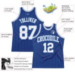Custom Personalized Authentic Basketball Jersey - Royal White Pinstripe with Light Blue - Team Name & Number Personalized