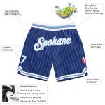 Custom Name Number Personalized Authentic Basketball Shorts Royal White Pinstripe Light Blue Personalized Royal White Pinstripe