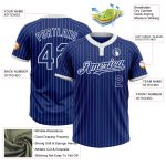 Custom Name and Number Personalized Unisex Softball Jersey - Royal White Pinstripe Two-Button Design Personalized Royal White