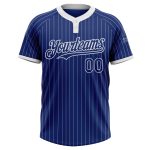 Custom Name and Number Personalized Unisex Softball Jersey - Royal White Pinstripe Two-Button Design Personalized Royal White
